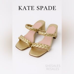 Kate Spade New York Nina Gold Braided Strap Block Heel Sandals Women’s Size 9B